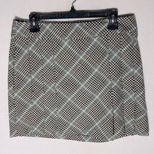 Vintage Izod XFG Black White Blue Plaid Pleated Skirt Skort Shorts Activewear 6